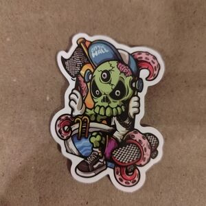 Vans Off The Wall Skull Skateboarder horror scary sticker 